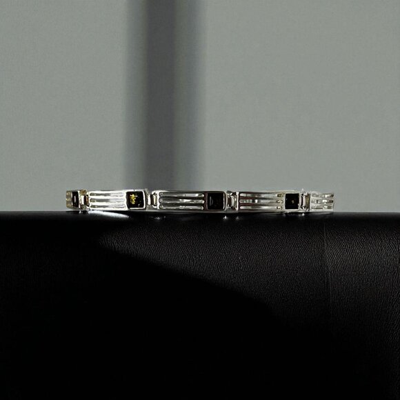 Baltic Amber & Sterling Silver 925 Bracelet With Rectangular Link Design - Picture 7 of 13